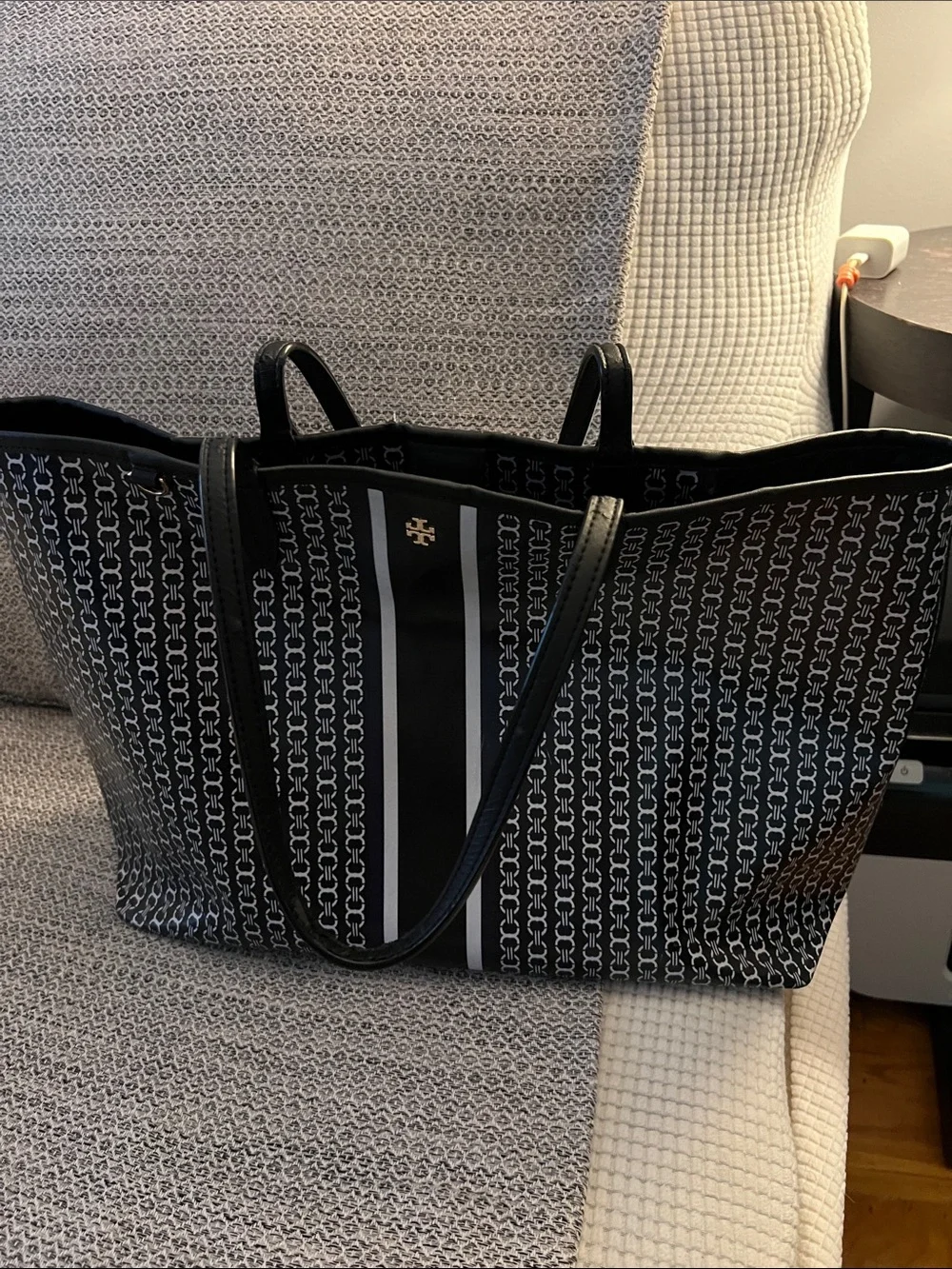 Tory Burch Black and White Patterned Tote